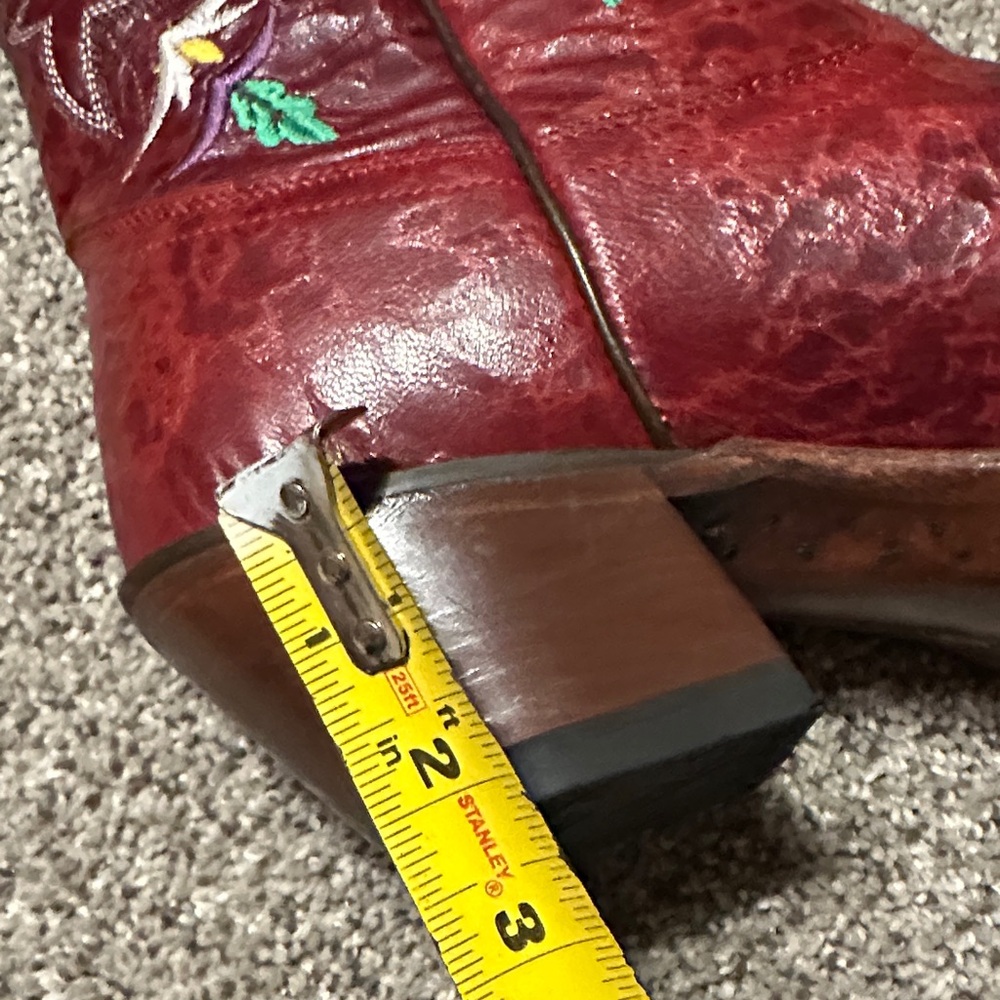 Tony Lama Red Embroidered Western Boots - Picture 9 of 10